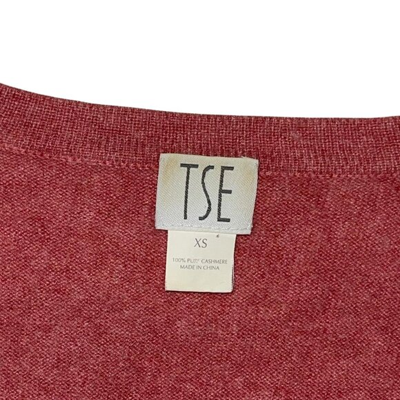 TSE 100% Cashmere Button Down Cardigan Women XS Sweater Maroon Pink Luxury Cozy - Picture 4 of 8